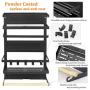Magnetic Kitchen Rack Fridge Organizer, Spice Jars Rack, Multi Use Refrigerator Side Storage Shelf with 5 Removable Mobile Hooks,Large,Black