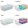 mDesign Metal Farmhouse Kitchen Pantry Food Storage Organizer Basket Bin - Wire Grid Design for Cabinet, Cupboard, Shelf, Countertop - Holds Potatoes, Onions, Fruit - Large, 4 Pack - Chrome