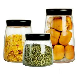 Materials Storage Box Kitchen, Wide Mouth Easy To Clean Storage Tank DIY Crafts Jar Food Storage Container Protect Food (Size : 900ml+1300ml+1700ml)