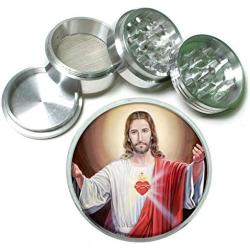 Jesus Christ Sacred Heart Aluminum Tobacco Herb Spice Grinder