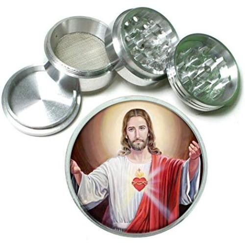 Cœur Sacré de Jésus-Christ : Moulin à Tabac / Herbes / Épices en Aluminium Cœur Sacré de Jésus-Christ : Moulin à Tabac / Herbes / Épices en Aluminium