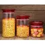 3 Pcs Glass Storage Jars - Clear Glass Bulk Food Storage Canister for Serving Tea, Coffee, Spice, Candy, Cookie - Keep Food Dry