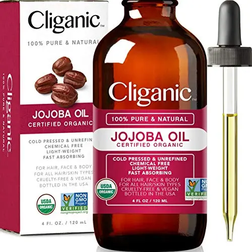 Cliganic USDA Bio-Öl, 100% Rein (4oz Groß) | Natürliche Kaltgepresstes Unverarbeitetes, Hexanfreies Öl für Haar & Gesicht | Basismittelöl | Cliganic 90 Tage Garantie