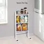 Kühlschrank Seitenspender Regal, Sunix Hochwertige Weiße Farbe 3stufige Küchenorganizer Gewürzregal, Kühlschrank Seitenspender Holzregal, Weiß