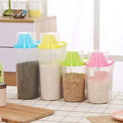 4Pcs Food Storage Container Large Capacity Airtight Storage Box Sealed Canister Jar for Dry Food Fruits Grain Spice Snacks Sugar