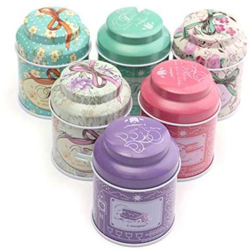 1Pcs Flower Design Metal Sugar Coffee Tea Tin Jar Container Random Color Candy Sealed Cans Box