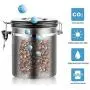Bouteilles en Acier Inoxydable ZXYWW, Étanchées, pour Stockage Alimentaire, Récipients Ronds en Acier Inoxydable pour Sucre, Farine, Café/Grains/Thé/Céréales (1100ml/1400ml/1800ml)