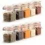 12 Pack - 3.4 Ounce Mini Square Glass Spice Jar with Orange Flip-Top Gasket, Airtight Clear Storage Jars, with REUSABLE labels and Pen by Premium Vials 12 Pack - 3.4 Ounce Mini Square Glass Spice Jar with Orange Flip-Top Gasket, Airtight Clear Storage Jars, with REUSABLE labels and Pen by Premium Vials
