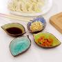 JUSTDOLIFE Mini Dish tomato sauce Dish Leaf Shaped Ceramic Japanese Small Sushi Sauce Dish