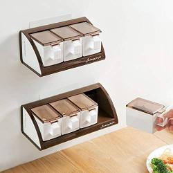 Perforation-free Condiment Box Set With Salt Shelf Household Condiment Tank Receives Box Wall Hanging Condiment Box Condiment bottles (Color : A380)