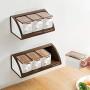 Perforation-free Condiment Box Set With Salt Shelf Household Condiment Tank Receives Box Wall Hanging Condiment Box Condiment bottles (Color : A380)