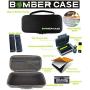 BOMBER CASE - Pax 2 & 3 Deluxe Kit with Large Locking Odor Proof Storage Case, Mini Smell Proof Carry Case, Glass Herb Jar, Bumper End Caps, Aluminum Material Bottle, Locking Zipper (Green)