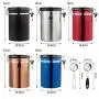 Bouteilles Hermétiques à Graines de Café en Inox Century Warehouse avec Couvercle, Cuillère, Soupape d'Aération et Suiveur Journalier/Mensuel (Argent) Bouteilles Hermétiques à Graines de Café en Inox Century Warehouse avec Couvercle, Cuillère, Soupape d'Aération et Suiveur Journalier/Mensuel (Argent)