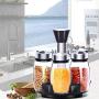 Rotating Spice Rack, with 6 Glass Spice Jars, Seasoning Organizer Storage Containers, Thicken Bottom, Revolving Spice Rack Set for Home, Restaurant, Hotel, Kitchen