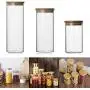 Bouteilles en verre borosilicate transparentes Isily, Canisters avec couvercle en bambou, pour cuisine, garde-manger, café, thé, biscuits, noix.