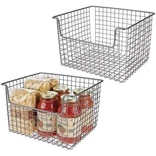 Panier de Rangement Métallique Cuisine mDesign – Design à Grilles Rustiques avec Face Ouverte pour Placards, Tiroirs, Étagères – Convient aux Pommes de Terre, Oignons, Fruits – 12 Pouces de Largeur, 2 Pièces – Gris Anthracite Panier de Rangement Métallique Cuisine mDesign – Design à Grilles Rustiques avec Face Ouverte pour Placards, Tiroirs, Étagères – Convient aux Pommes de Terre, Oignons, Fruits – 12 Pouces de Largeur, 2 Pièces – Gris Anthracite