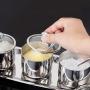 Stainless Steel Condiment Pots Set, 3 with Spoons And A Visual Glass Cover, Spice Preserving Jar Set with Holder, for Kitchen Storage,4jars
