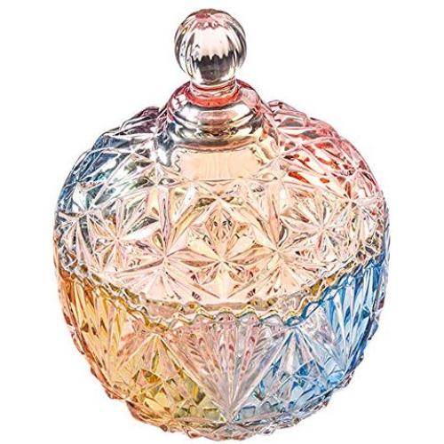 Bunte Glas-Kristallsüßigkeitenbehälter mit Deckel – Schönes Hochzeitsschuhregal für die Hausdekoration, kleine Größe (Krone)