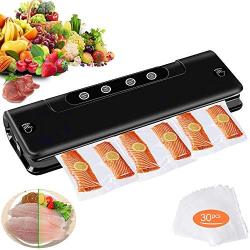 CONBOLA Vacuum Sealer, Automatic Food Sealer Machine with 30 Storage Bags, Large-caliber for Dry, Moist, Powdered Food and Wine Jar, Vacuum Air Sealing for Home Kitchen Commercial & Restaurant