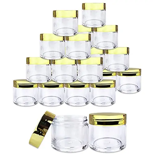 Beauticom 24 Pieces 30G/30ML(1 Oz) Round Clear Jars with Metallic GOLD Flat Top Lids for Herbs, Spices, Loose Leaf Teas, Coffee & Other Foods- BPA Free Beauticom 24 Pieces 30G/30ML(1 Oz) Round Clear Jars with Metallic GOLD Flat Top Lids for Herbs, Spices, Loose Leaf Teas, Coffee & Other Foods- BPA Free