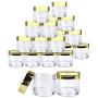 Beauticom 24 Pieces 30G/30ML(1 Oz) Round Clear Jars with Metallic GOLD Flat Top Lids for Herbs, Spices, Loose Leaf Teas, Coffee & Other Foods- BPA Free