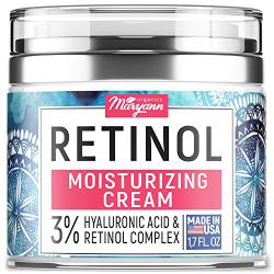 Anti Aging Retinol Moisturizer Cream for Face - Natural and Organic Night Cream - Made in USA - Wrinkle Cream for Women and Men - Facial Cream with Hyaluronic Acid and 3% Retinol Complex