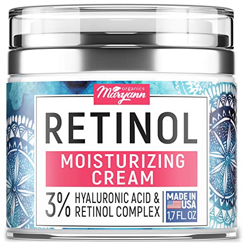 Anti Aging Retinol Moisturizer Cream for Face - Natural and Organic Night Cream - Made in USA - Wrinkle Cream for Women and Men - Facial Cream with Hyaluronic Acid and 3% Retinol Complex