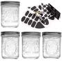 Ball Mason Jars 16 oz Wide Set of 4 Bundle With eHomeA2Z 62 Premium Reusable Chalkboard Stickers