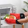 Rodri Essentials Extra Long Professional Silicon Kitchen Oven Mitts with Quilted Liner. (RED)
