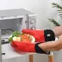 Gants de cuisine professionnels en silicone extra longs Rodri avec doublure quilting. (ROUGE)