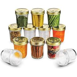 Jars 10 ? Ounce Glass Jar (12 Pack) with Metal Airtight Lid Canning Clear