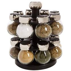 Home Décor Premium 16-Jar Labeled Orbit Spice Rack Jars & Rack Storage