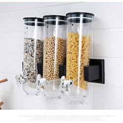 YJYdada Cereal Dispenser Double Single Dry Food Snack Grain Canister Plastic Storage (Black)