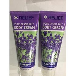 Relief Pure Epsom Salt Body Cream Calming & Relaxing Lavender 6 Oz ( 2pk )