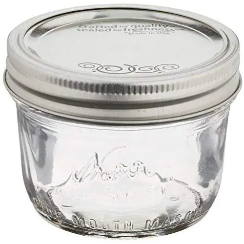 Jarden Kerr Wide Mouth Half-Pint Glass Mason Jars 8-Ounces with Lids and Bands 12-Count per Case (1-Case)