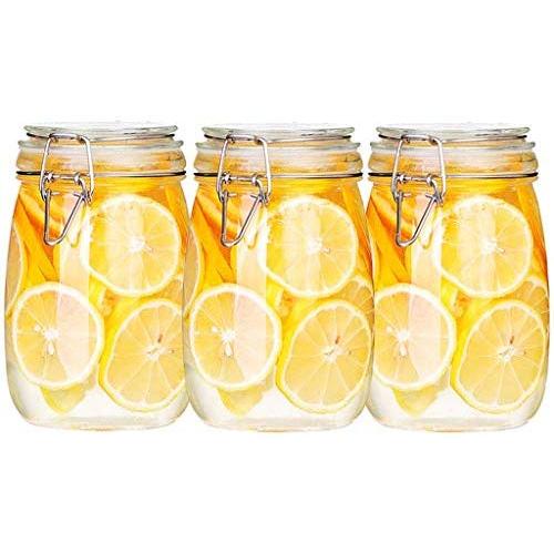 HIZLJJ 3 Pcs Glass Food Storage Jar with Airtight Seal Lid - Clear Glass Food Storage Canister Fashion Sealing Tool Leakproof Design for Serving Tea, Coffee, Spice