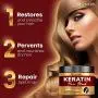 Keratin-Haarbehandlung – Repariert Trockenes und Beschädigtes Haar – Professionelle Keratin Complex mit Vitamin E – Aloe Vera – Avocadoöl – Feuchtigkeitsspendende Anti-Frizz-Haarkur – Keratin Haarkur Tiefenpflegemaske