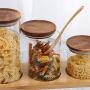 ARC USA Clear Glass Storage Jars with Wood Lids Wooden Lid Glass Canisters Airtight Lids Sealed Jars for Storage Tea Coffee Beans Sugar Salt Cookies and Candy (25floz)