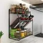 Étagère murale pour épices, 3 niveaux, en acier inoxydable 304, étagère d'angle debout, organisateur de stockage de condiments en verre et bouteilles, design incliné pour un accès facile, 13,8 pouces. Étagère murale pour épices, 3 niveaux, en acier inoxydable 304, étagère d'angle debout, organisateur de stockage de condiments en verre et bouteilles, design incliné pour un accès facile, 13,8 pouces.