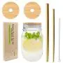 Mason Jar Lids with Straw Hole, CNVOILA ECO Reusable Bamboo Mason Jar Lids for Regular Mouth Mason Jar with 2 Reusable Stainless Steel Straw – 2 LIDS & Golden Straw Mason Jar Lids with Straw Hole, CNVOILA ECO Reusable Bamboo Mason Jar Lids for Regular Mouth Mason Jar with 2 Reusable Stainless Steel Straw – 2 LIDS & Golden Straw