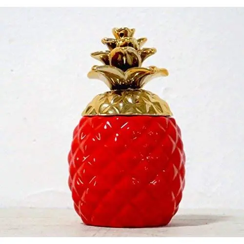 Colorful Pineapple Cookie Jar with Lid - Ceramic Container, Storage Container Handcrafted Food Jar, Aqua Gloss With Gold Metallic Crown, Kitchenware Essentials (Red) Colorful Pineapple Cookie Jar with Lid - Ceramic Container, Storage Container Handcrafted Food Jar, Aqua Gloss With Gold Metallic Crown, Kitchenware Essentials (Red)