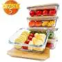 Boîtes de conservation alimentaires BlueHills Premium en verre avec couvercles en bambou, sans plastique, BPA-free, micro-ondes, congélateur et lave-vaisselle, ensemble de 5 pièces (couvercle en bambou G004). Boîtes de conservation alimentaires BlueHills Premium en verre avec couvercles en bambou, sans plastique, BPA-free, micro-ondes, congélateur et lave-vaisselle, ensemble de 5 pièces (couvercle en bambou G004).