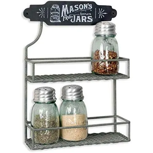 Étagère à épices en verre et métal à deux niveaux, élégante et attrayante, pour comptoir ou montage mural de cuisine. Organisateur d'épices en métal pour mur de cuisine, garde-manger, placard ou comptoir. Étagère à épices en verre et métal à deux niveaux, élégante et attrayante, pour comptoir ou montage mural de cuisine. Organisateur d'épices en métal pour mur de cuisine, garde-manger, placard ou comptoir.