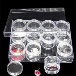 Cosmetic Container,16 Pieces Cosmetic Jars Travel Refillable Clear Plastic Makeup Containers Cosmetic Jars with for Creams/Powder/Mineral Make Up Cosmetic Bottles (5g/5ml)