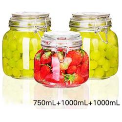 Sealed Storage Jar 3PCS Food Jam Glass Bottles With Buckle Transparent Tea Coffee Grains Storage Cans 3 Pieces/set DELICATEWNN