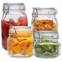 TOPBATHY 1 Pc Clear Square Glass Seal Pot Storage Container with Stainless Steel Buckle for Sealing Storaging
