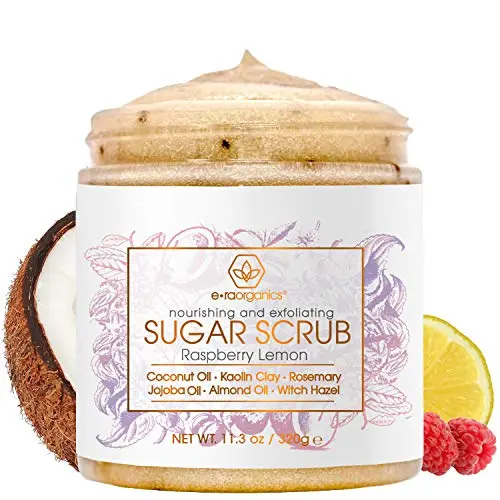 Era Organics Zuckerpeeling Körperpeeling – Spa-Qualität, sulfatfreies Körperpeeling mit Lebensmittelfragen Zutaten zur Pflege, Feuchtigkeitspflege und Revitalisierung trockener, fahler Haut – Ohne aggressive Chemikalien, Parabene oder SLS