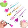 Dogie Lyn (Set of 7 Silicone Brush) Silicone Facial Mud Mask Brush Applicator-Spa Headband with Magic Tape-Silicone Face Makeup Scrubbers Exfoliator Brush for Women