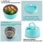 Isolierbehälter für Mittagessen - Vakuumisolierter Thermoskanne mit Faltlöffel & integriertem Griff - Edelstahl Lunch Box für heiße Speisen (1000ml/34oz, blau)