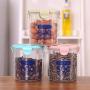 FTXJ Plastic Sealed Food Storage Jars Cans Kitchen Wide-mouth Transparent Canister (800ml, Blue)